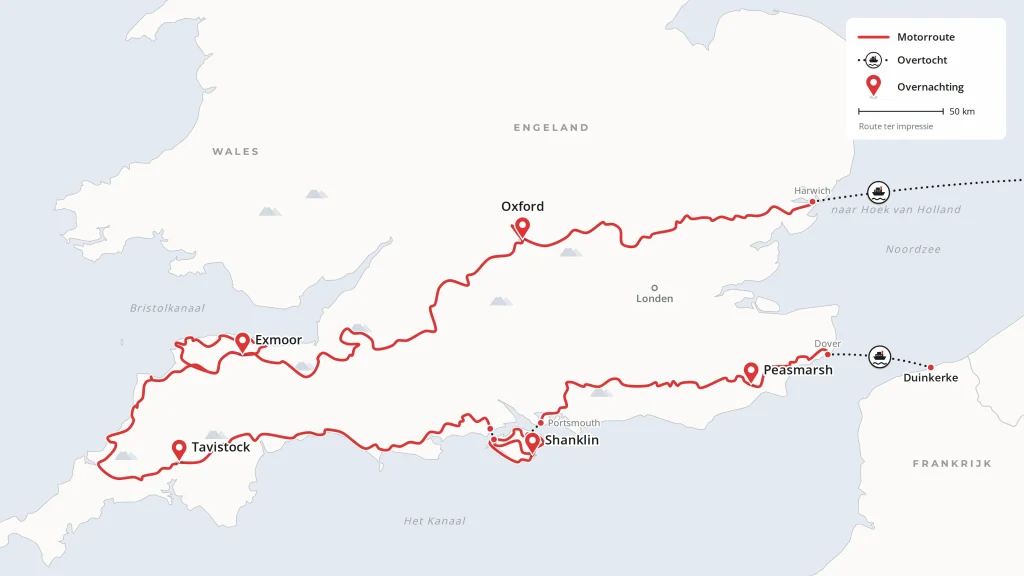 Routekaart van Het echte Engeland