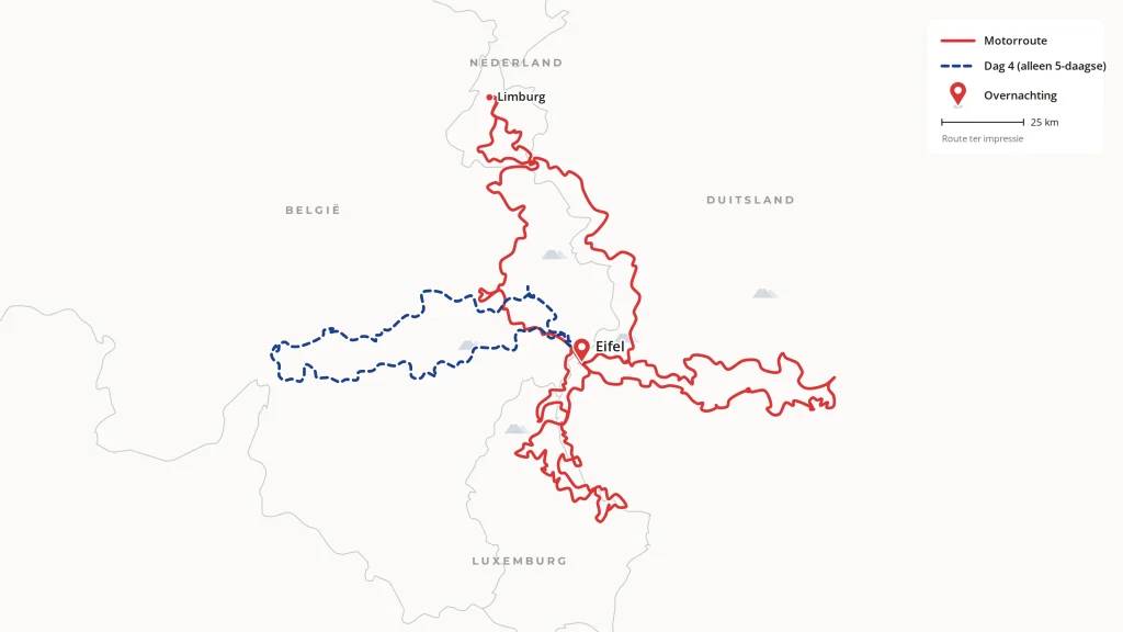 routekaart 4 landen tour