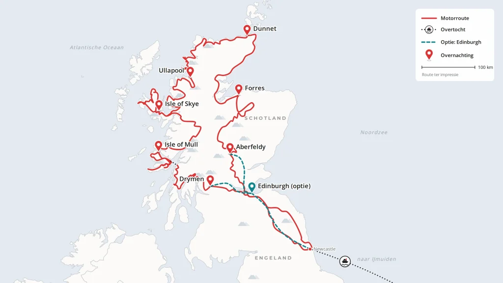 Routekaart van Schotland Grand Tour