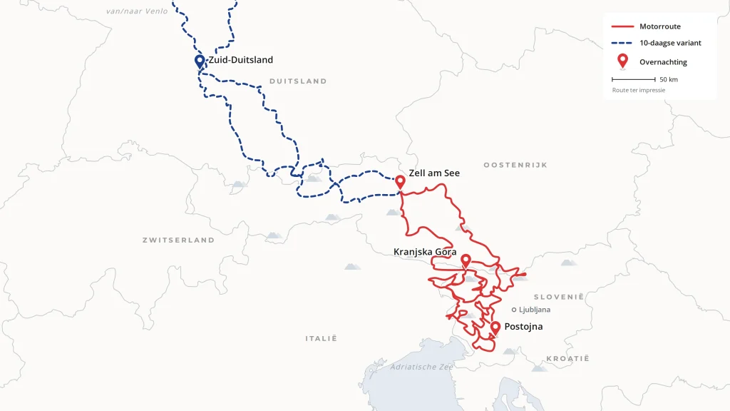 routekaartje Slovenië